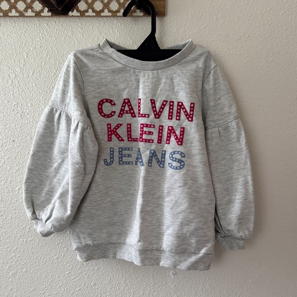 Calvin Klein Kids Gray Sweatshirt with Red and Blue Text